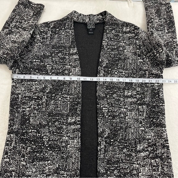Clara Sun Woo Open Cardigan Blazer Pockets Oversized Size Med Black White - Picture 8 of 10
